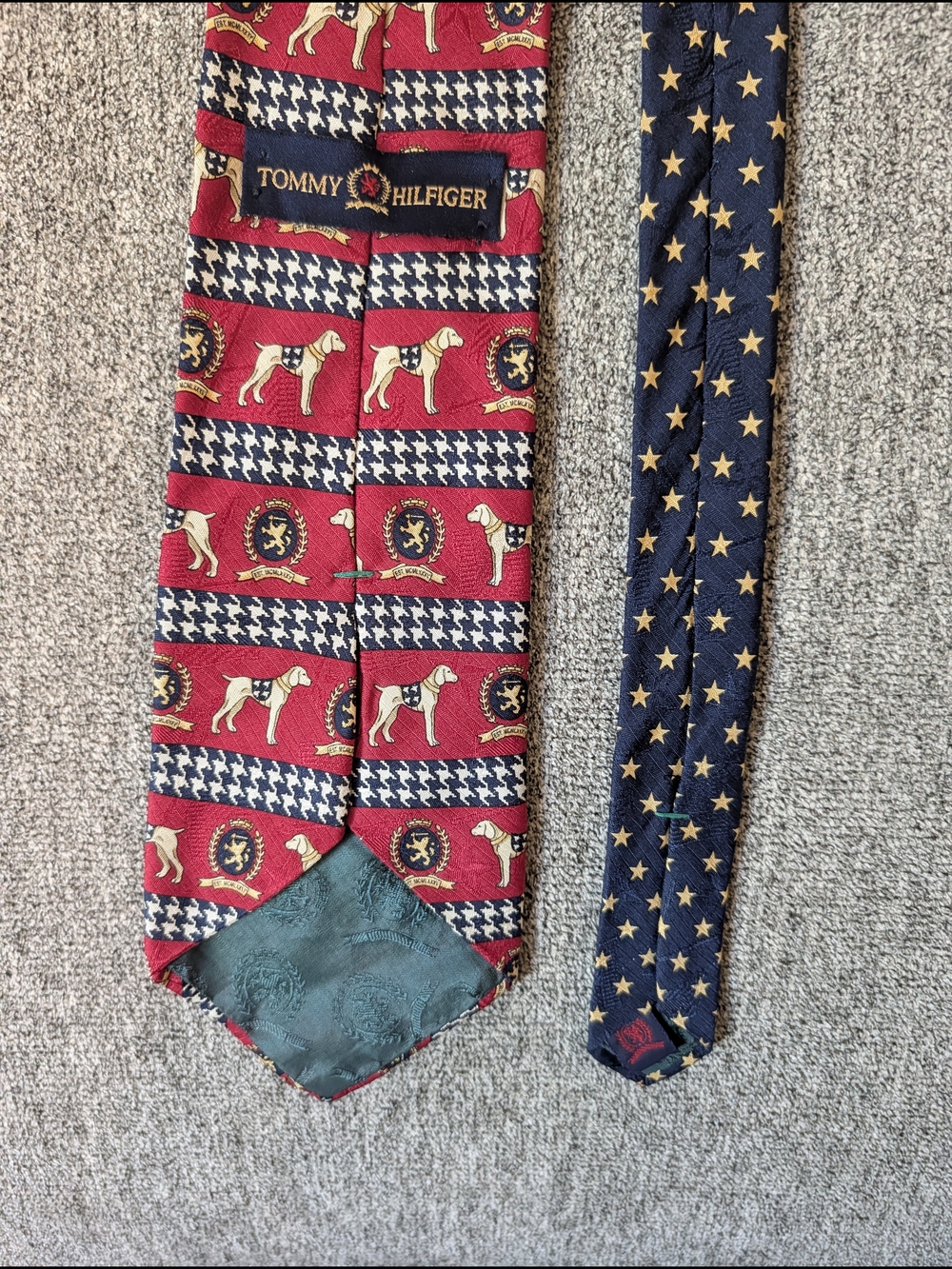 Tommy Hilfiger Red Patterned Silk Tie - Crest & Dog Motif